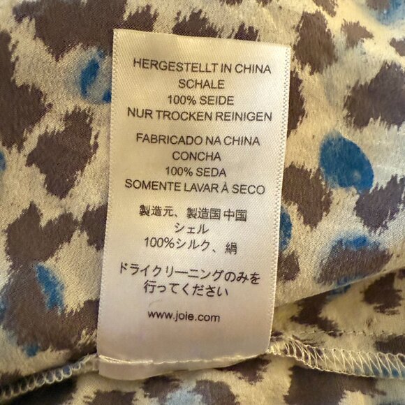 Joie 100% Silk Leopard Print Cap-Sleeve Button-Up Blouse Sz M - Picture 8 of 8